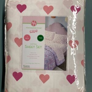 New! Huntington Home Kids Pink Heart Cotton Sheet Set